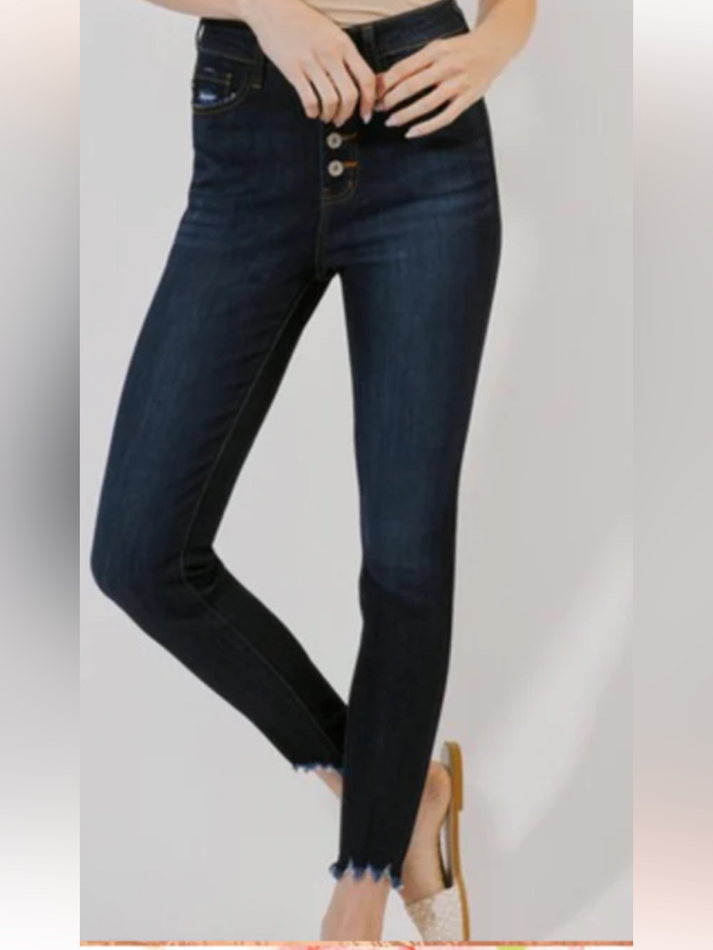 Kancan High Rise Button Fly Distressed Super Skinny Jeans  Sz 13/30. KC7273RH